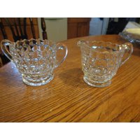 "Fostoria Amertican Mini 2-5/8 "Milchkännchen Und 2-3 "Zucker." Beide in Super Schönem Unbeschädigtem Zustand Mit Funkelnder Klarheit. Inv#0749 von oldies2treasure