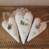 3 Herzen - Wintermäuse Von Acufactum Auf Bauernleinen von oldlinen4you