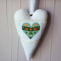 Herz - Country Heart Herbst Kreuzstich Leinen Antike Spitze Herz - Country Heart Herbst Kreuzstich Leinen Antike Spitze von oldlinen4you