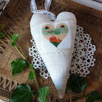 Herz - Country Heart Herbst Kreuzstich Leinen Antike Spitze Herz - Country Heart Herbst Kreuzstich Leinen Antike Spitze von oldlinen4you