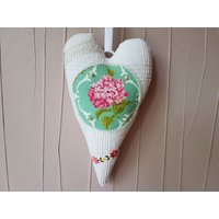 Herz - Hortensie Altes Leinen Perlen von oldlinen4you