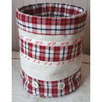 Rundes Utensilo - Leinen Monogramm-Wäscheknöpfe von oldlinen4you