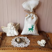 Weihnachtlicher Geschenkesack - Bauernleinen Hirsch von oldlinen4you