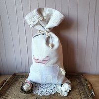 Weihnachtlicher Geschenkesack - Elch- 44x21cm Bauernleinen Spitze von oldlinen4you