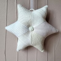 stern - 6x Weißes Bauernleinen Patchwork Porzellanknopf von oldlinen4you