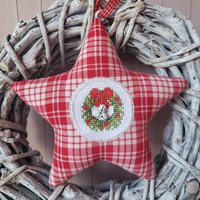 stern - Weihnachtkranz Und Glöckchen Rot/Weiß stern - Weihnachtkranz Und Glöckchen Rot/Weiß von oldlinen4you