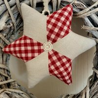 stern - in Rot/Weiß Bauernleinen Patchwork von oldlinen4you