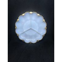 Anchor Hocking Fire King Milchglas 22K Goldmuster Geteiltes Rundes Relish Dreiteiliges von oldoddthings