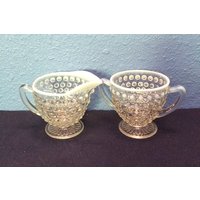 Anchor Hocking Mondstein Footed Creamer Und Double Handled Open Sugar von oldoddthings