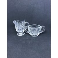 Bleikristall Brilliantschliff Stern Und Windrad Footed Creamer Doppelgriff Open Zuckerset von oldoddthings