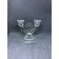 Jeannette Glass Iris Und Fischgrätenmuster Doppelter Kerzenhalterhalter von oldoddthings
