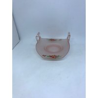 Rosa Satin Glas Korb Mit Handgemalten Blumen von oldoddthings