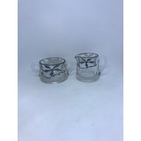 Silber-Overlay-Milchkännchen Und Offenes Doppelgriff-Zuckerset von oldoddthings