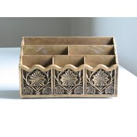 Vintage Lerner Kunstholz Schreibtisch Organizer/Post Organisation 70Er Jahre Fake Holz Accessoire Home Office von oldstufflove