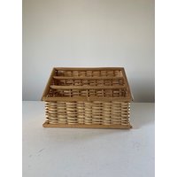 Vintage Rattan Desktop Organizer Webkorb Caddy Eingang Mail 70Er Boho Home Dekor von oldstufflove