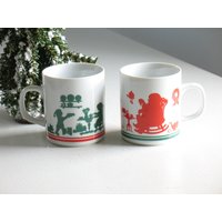 Vintage Weihnachtsbecher, Zweier Set/Mr. Und Mrs. Santa Claus 1984 Avon Tee-Kaffee-Urlaubs-Trinkgeschirr Kinder-Urlaubstasse Vintage Weihnachtsbecher, Zweier Set/Mr. Und Mrs. Santa Claus 1984 Avon Tee-Kaffee-Urlaubs-Trinkgeschirr Kinder-Urlaubstasse von oldstufflove