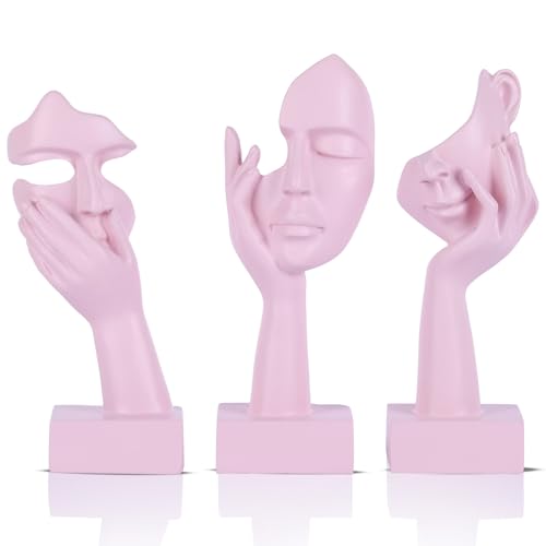 oliruim Denker-Statue-Set – Abstrakte Kunstfiguren für Zuhause, Dekoration, Frauengesicht, für Wohnung, Bücherregal, schwebendes Regal, Couchtisch, Büro, Schreibtisch, Badezimmer, Theke, 3 Stück von oliruim