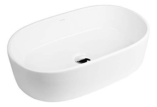 oltens Lom Waschbecken 55x34 cm Aufsatzwaschbecken oval mit SmartClean-Beschichtung weiß 40811000 von oltens