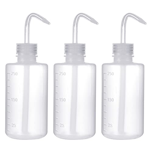3 Stück Spritzflasche 250ml, Laborflasche Waschflasche Squeeze Flasche Sprühflasche Transpartent Kunststoff für Laborreinigung Pflanzenbewässerung von olyee