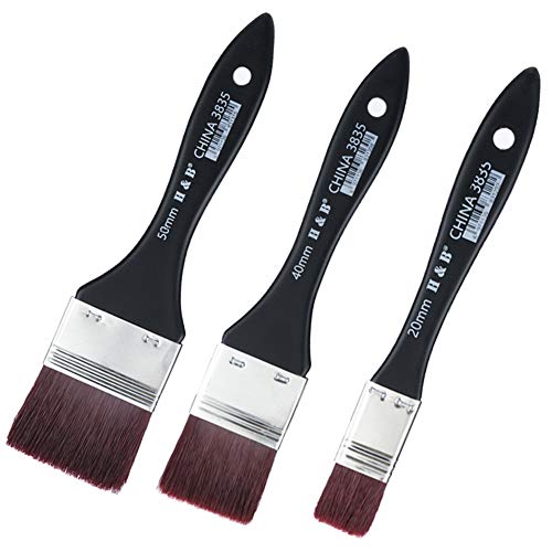 olyee Flachpinsel, 3 Stück Tools Pinselset Aquarell Acryl Malerpinsel Künstler Lackierpinsel, Premium Lasurpinsel zum Ölmalerei und Malerei (20/40/50mm) von olyee