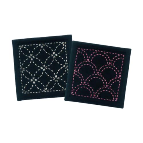 Sashiko Stickpackung Untersetzer 2er Set Stoff bedruckt Sashiko Stickpackung Untersetzer 2er Set Stoff bedruckt von Sashiko
