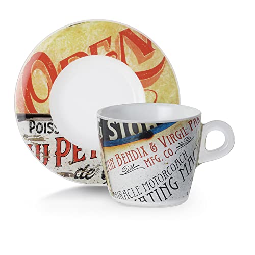 OMADA Design Set aus 2 Cappuccino-Tassen aus bruchsicherem Kunststoff mit 2 Untertassen, Linie Plexart OMADA Design Set aus 2 Cappuccino-Tassen aus bruchsicherem Kunststoff mit 2 Untertassen, Linie Plexart von omada
