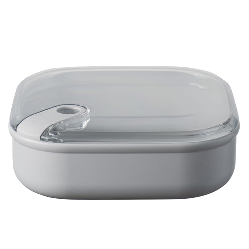 omada Design – Luftdichter quadratischer Lebensmittelbehälter 1 l (niedrig) mit transparentem Deckel – Pull Box Line von omada
