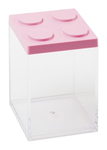 OMADA Konfektbehälter für Konfekt oder Süßigkeiten, Typ Ziegelstein, aus transparentem Kunststoff und farbigem Deckel, 1000 ml, 10 x 10 x 15,5 cm von omada