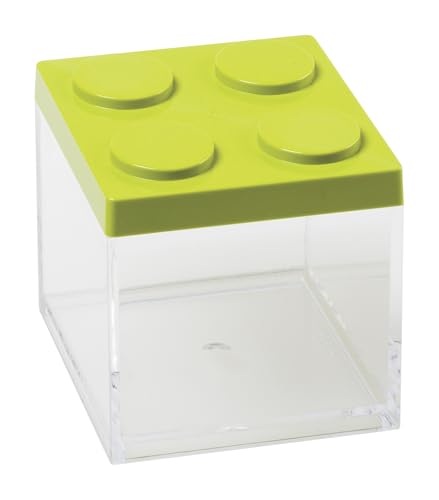 OMADA Konfektbehälter für Konfekt oder Süßigkeiten, Typ Ziegelstein, aus transparentem Kunststoff und farbigem Deckel, 500 ml, 10 x 10 x 10,5 cm von omada