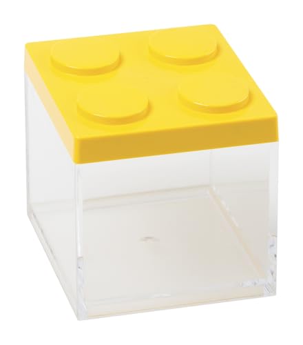 OMADA Konfektbehälter für Konfekt oder Süßigkeiten, Typ Ziegelstein, aus transparentem Kunststoff und farbigem Deckel, 500 ml, 10 x 10 x 10,5 cm von omada