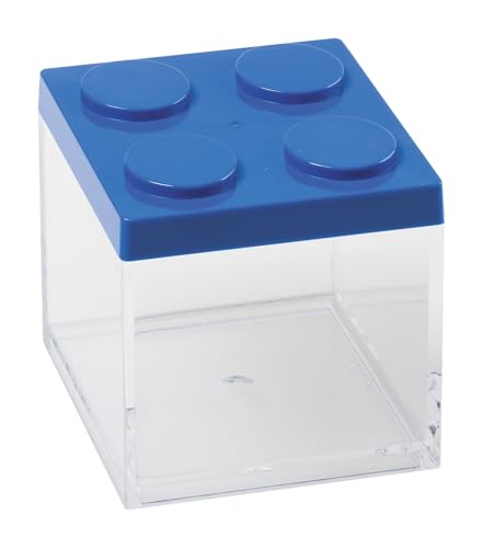 OMADA Konfektbehälter für Konfekt oder Süßigkeiten, Typ Ziegelstein, aus transparentem Kunststoff und farbigem Deckel, 500 ml, 10 x 10 x 10,5 cm von omada