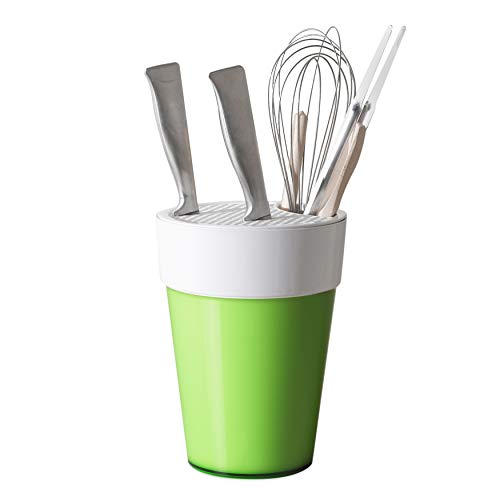 Omada Design Messer aus Polypropylen, 16,5 x 22 cm, Made in Italy, Messerhalter mit Praktischen und Ergonomischen Behälter für die Küche, für Hauptmesser, Linea Trendy, Grüne Farben von omada