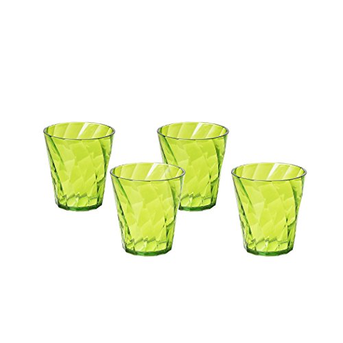 omada Design Wassergläser Set, Packung mit 4 farbigen Kunststoffgläsern aus transparentem Acryl (Bpa Free), 35cl Kapazität, Made in Italy, Verarbeitung mit Diamanteffekt, Diamond Linie, Grasgrün von omada