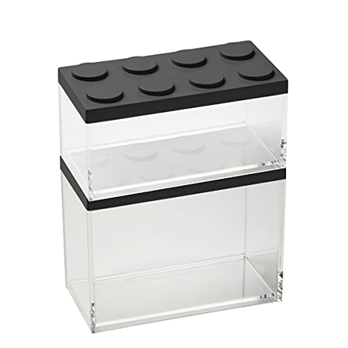 omada Design 2er-Set Backstein-Lebensmittelbehälter mit stapelbarem Deckel und hochwertigem transparentem Behälter - Brickstore line von omada