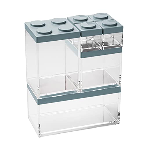 omada Design Set aus 3 Gewürzhaltern + 4 Backstein-Lebensmittelbehältern mit stapelbaren Deckeln und hochwertigem, transparentem Behälter - Brickstore line omada Design Set aus 3 Gewürzhaltern + 4 Backstein-Lebensmittelbehältern mit stapelbaren Deckeln und hochwertigem, transparentem Behälter - Brickstore line von omada