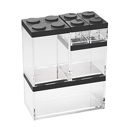 omada Design Set aus 3 Gewürzhaltern + 4 Backstein-Lebensmittelbehältern mit stapelbaren Deckeln und hochwertigem, transparentem Behälter - Brickstore line von omada