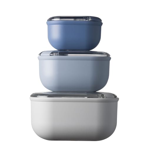 omada Design – Set mit 3 luftdichten Frischhaltedosen für Lebensmittel, quadratisch, 0,4 – 1 – 2 l, Lunchbox mit transparentem Deckel – Linie Pull Box von omada