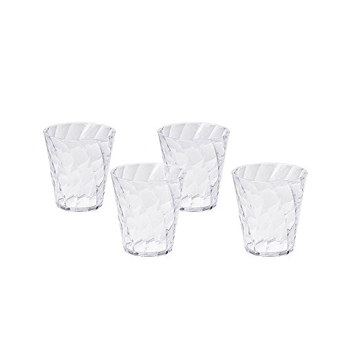 omada Design Wassergläser Set, Packung mit 4 farbigen Kunststoffgläsern aus transparentem Acryl (Bpa Free), 35cl Kapazität, Made in Italy, Verarbeitung mit Diamanteffekt, Diamond Linie, Transparent von omada