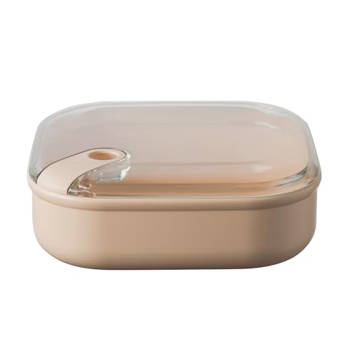 OMADA Design – Luftdichter quadratischer Lebensmittelbehälter 1 l (niedrig) mit transparentem Deckel – Pull Box Line von omada