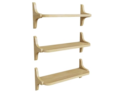 omedecal Holz-Wandregal Schwebendes Regal Hängendes Regal 40cm Set aus 3 Massivholz Kiefer - Natur von omedecal