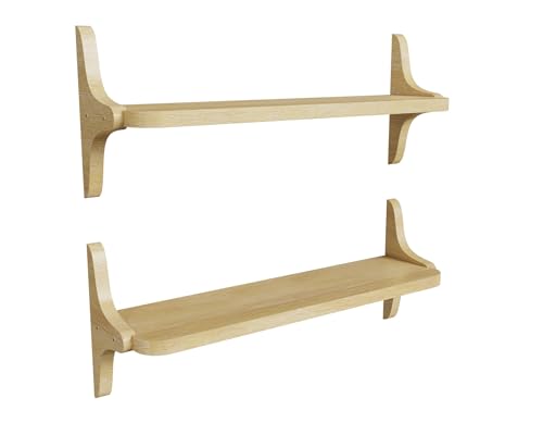 omedecal Holz-Wandregal Schwebendes Regal Hängendes Regal 60cm Set aus 2 Massivholz Kiefer - Natur omedecal Holz-Wandregal Schwebendes Regal Hängendes Regal 60cm Set aus 2 Massivholz Kiefer - Natur von omedecal