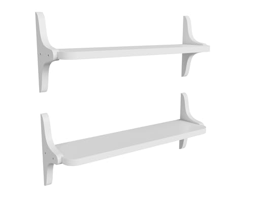 omedecal Holz-Wandregal Schwebendes Regal Hängendes Regal 60cm Set aus 2 Massivholz Kiefer - Weiß omedecal Holz-Wandregal Schwebendes Regal Hängendes Regal 60cm Set aus 2 Massivholz Kiefer - Weiß von omedecal