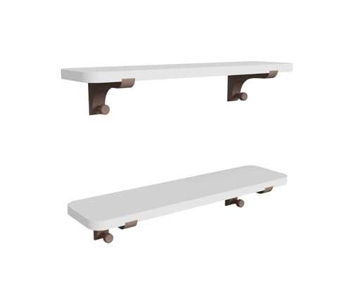 omedecal Wandregal aus Holz Schwebendes Regal Hängendes Regal 60cm 2er Set aus massivem Kiefernholz für Wohnzimmer, Küche, Büro oder Schlafzimmer - Weiß + Walnuss omedecal Wandregal aus Holz Schwebendes Regal Hängendes Regal 60cm 2er Set aus massivem Kiefernholz für Wohnzimmer, Küche, Büro oder Schlafzimmer - Weiß + Walnuss von omedecal