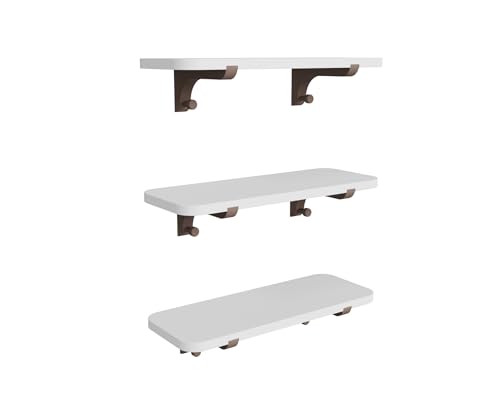 omedecal Wandregal aus Holz Schwebendes Regal Hängendes Regal 60cm 2er Set aus massivem Kiefernholz für Wohnzimmer, Küche, Büro oder Schlafzimmer - Weiß + Walnuss omedecal Wandregal aus Holz Schwebendes Regal Hängendes Regal 60cm 2er Set aus massivem Kiefernholz für Wohnzimmer, Küche, Büro oder Schlafzimmer - Weiß + Walnuss von omedecal