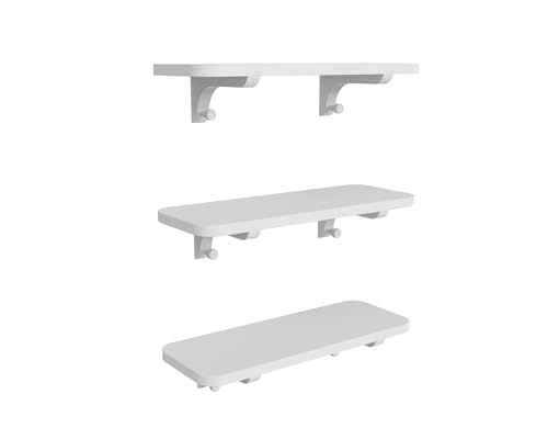 omedecal Wandregal aus Holz Schwebendes Wandregal Hängendes Regal 40cm 3er Set aus massivem Kiefernholz für Wohnzimmer, Küche, Büro oder Schlafzimmer - Weiß omedecal Wandregal aus Holz Schwebendes Wandregal Hängendes Regal 40cm 3er Set aus massivem Kiefernholz für Wohnzimmer, Küche, Büro oder Schlafzimmer - Weiß von omedecal