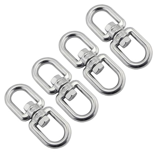 4PCS/SET 304 Edelstahl 4mm Drehung Augen Haken Doppelende Augen Kettenanschlüsse Fessel Ringe Zum Hängenden Industrierotationshardware von omiinitio