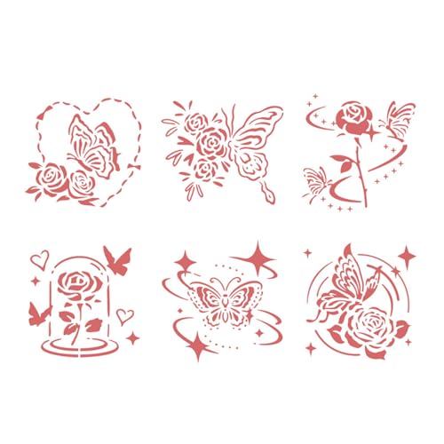6 PCs Blumen Schablonen Butterfly Schablonen Hohlausloses Zeichnungsvorlagen Für Projekte Wiederverwendbare Malvorlage Vorlage Hohlausmale Blumen Butterfly Journal Journal 6 PCs Blumen Schablonen Butterfly Schablonen Hohlausloses Zeichnungsvorlagen Für Projekte Wiederverwendbare Malvorlage Vorlage Hohlausmale Blumen Butterfly Journal Journal von omiinitio