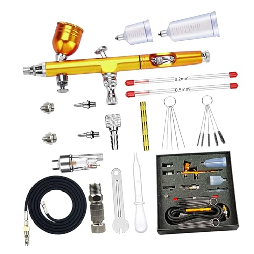 Airbrushing Set Doppelwirkung Mit 0 2 Mm 0 3 Mm 0 5 Mm Düsen Multifunktionale Handheld Airbrushing Kanonen Mit Luftschlauchreinigung Professionelle Kanonen Für Modellgebäude von omiinitio