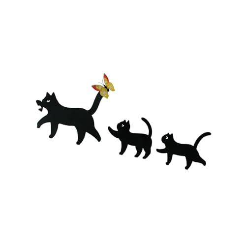 omiinitio 3pcs Schwarze Katzen Pfähle Rostbezogene Metall Eisen Wandkunst Decors Gartenzubehör Für Rasenflächen Freien Und Blumenbett Dekorationsgarten. von omiinitio