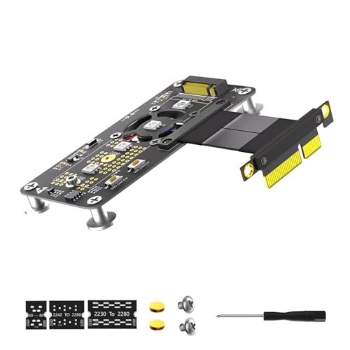 omiinitio 5.0 cm NVME PCIe 4 Verlängerungskabel Pciexpress3.0 4 Zu M Key Converters Risers Board Mit Cooling Lüfter LED von omiinitio